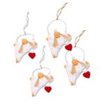 Wood ornaments, 'Celebrating Angels' (set of 4) - Set of Four Wooden Dancing Angel Ornaments with Hearts