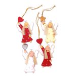 Wood ornaments, 'Dream Angels' (set of 4) - Artisan Crafted Set of 4 Wood Angel Ornaments from Bali