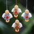 Holzornamente, 'Herz-Engel' (4er-Satz) - 4 Kunsthandwerklich hergestellter Engel mit Herz-Feiertags-Ornamentsatz