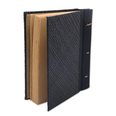 Naturfaser-Tagebuch 'Bronze Guardian' - 50-seitiges Tagebuch aus Reispapier mit Naturfaser-Umschlag