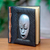 Natural fibers journal, 'Silver Guardian' - Silver Wood Mask on Hand Crafted Natural Fiber Journal (image 2) thumbail