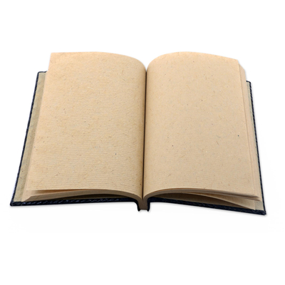 Zeitschrift für Naturfasern – Goldene Holzmaske auf Naturfaser, 50-seitiges Tagebuch