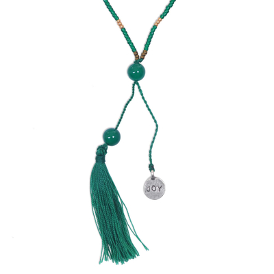 Quartz pendant necklace, 'Spread Joy in Green' - Hand Made Green Quartz Pendant Necklace from Indonesia
