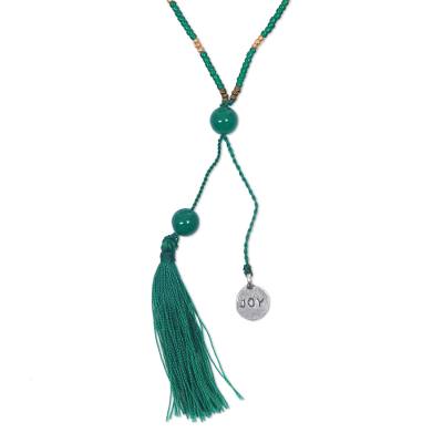 Green Quartz Pendant Necklace Floral from Indonesia