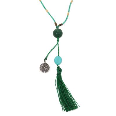 Green Quartz Pendant Necklace Sterling Silver from Indonesia