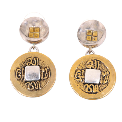 Ohrhänger aus Sterlingsilber - Damen-Ohrringe aus 925er-Sterlingsilber mit Münzen aus Bali