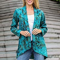 Rayon batik kimono jacket, 'Kenanga'