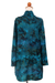 Rayon batik kimono jacket, 'Kenanga' - Long Sleeve Women's Rayon Jacket with Teal Floral Print (image 2f) thumbail