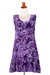 Rayon batik sundress, 'Purple Lily' - Short Rayon Sundress with Purple Floral Batik Pattern (image 2d) thumbail