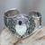 Garnet cuff bracelet, 'Jungle Princess' - Artisan Crafted Carved Bone and Silver Cuff with Garnets (image 2) thumbail