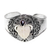 Garnet cuff bracelet, 'Jungle Princess' - Artisan Crafted Carved Bone and Silver Cuff with Garnets