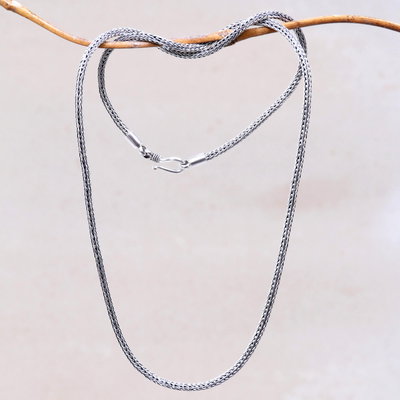 Collar de cadena de plata de ley, 'Naga Tradition I' - Collar de cadena de plata estilo Naga elaborado por artesano balinés