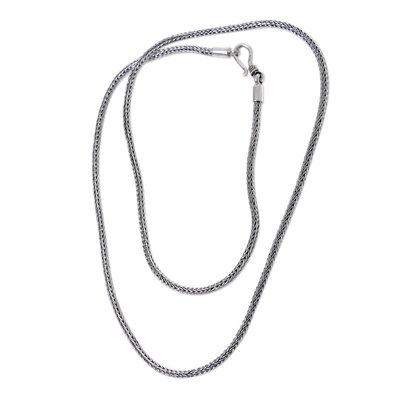 Sterling silver chain necklace, 'Naga Tradition I' - Naga Style Silver Chain Necklace Crafted by Balinese Artisan
