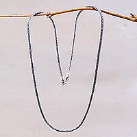 Sterling silver chain necklace, 'Naga Tradition II'
