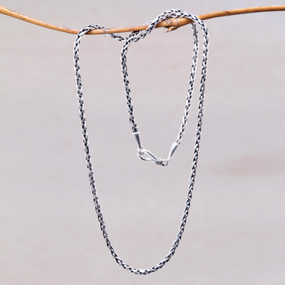 Sterling silver chain necklace, 'Ancient Wheat' - Sterling Silver 925 Wheat Chain Necklace from Bali