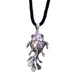 Cultured pearl and garnet pendant necklace, 'Balinese Goldfish' - Cultured Pearl and Garnet Sterling Silver Goldfish Necklace