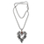 Garnet pendant necklace, 'Heart of the Vineyard' - Heart Shaped Sterling Silver Pendant Necklace with Grapes (image 2a) thumbail