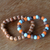 Beaded stretch bracelets, 'Bangli Dawn' (pair) - Artisan Crafted Ceramic and Wood Bead Bracelets (Pair) (image p258233) thumbail