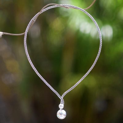 Sterling silver collar, 'Two Moons' - Modern Minimalist Balinese Choker in 925 Sterling Silver