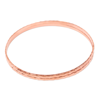 Rose gold plated bangle bracelets, 'Rose Gold Mosaic' (pair) - Women's Gold Plated Silver Bangle Bracelets from Bali (Pair)