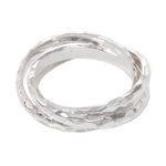 Sterling silver multi-band ring, 'Denpasar Roads' - Set of 3 Interlinked Sterling Silver Rings from Bali