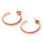 Rose gold plated half hoop earrings, 'Mosaic in Rose' - 18k Rose Gold Plated Sterling Silver Half Hoop Earrings