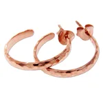 Rose gold plated half hoop earrings, 'Mosaic in Rose' - 18k Rose Gold Plated Sterling Silver Half Hoop Earrings