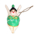Wood ornament, 'Flying Diva' - Artisan Crafted Wood Ornament of Flying Lady in Green