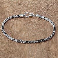 Sterling silver chain bracelet, 'Dragon's Tail' - Hand Crafted Sterling Silver Chain Bracelet from Bali