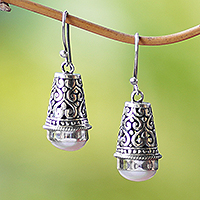 Aretes colgantes de perlas cultivadas - Aretes colgantes hechos a mano con perlas y plata esterlina