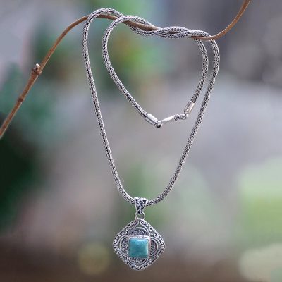 Turquoise and Sterling Silver Handmade Pendant Necklace