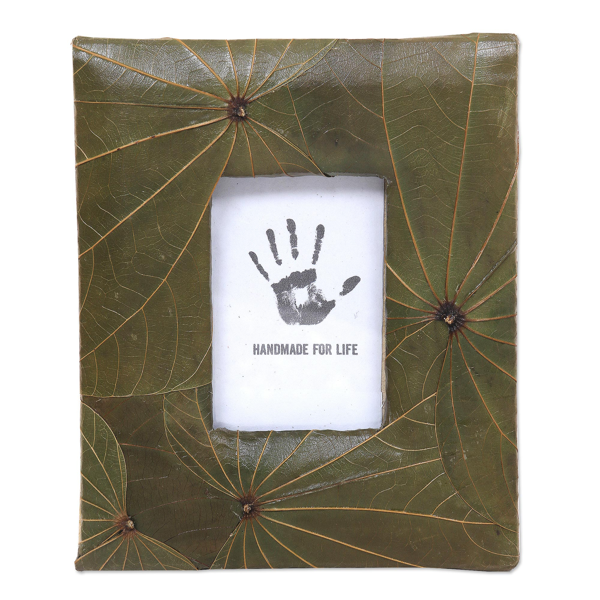 Handmade Leaf Covered Tabletop Photo Frame  2x3 Daun 