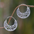Sterling silver hoop earrings, 'Moonlit Garden' - Balinese Style Sterling Silver Crescent Hoop Earrings thumbail