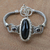 Onyx and garnet pendant bracelet, 'Royal Presence' - Balinese Style Pendant Bracelet with Onyx and Garnet (image 2) thumbail