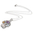 Multi-gemstone sterling silver pendant necklace, 'Jumping Dolphin' - Balinese Dolphin Necklace with Mabe Pearl and Gemstones (image 2b) thumbail
