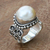 Cultured mabe pearl cocktail ring, 'Purely White' - White Mabe Pearl Cocktail Ring in Sterling Silver Setting (image 2c) thumbail