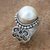 Cultured mabe pearl cocktail ring, 'Purely White' - White Mabe Pearl Cocktail Ring in Sterling Silver Setting