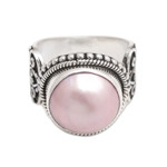 Cultured mabe pearl cocktail ring, 'Purely Pink' - Artisan Crafted Pink Mabe Pearl Cocktail Ring from Bali