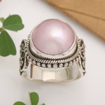 Cultured mabe pearl cocktail ring, 'Purely Pink' - Artisan Crafted Pink Mabe Pearl Cocktail Ring from Bali