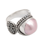 Cultured mabe pearl cocktail ring, 'Purely Pink' - Artisan Crafted Pink Mabe Pearl Cocktail Ring from Bali