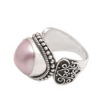Cultured mabe pearl cocktail ring, 'Purely Pink' - Artisan Crafted Pink Mabe Pearl Cocktail Ring from Bali