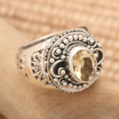 Citrine cocktail ring, 'Golden Opportunity' - Citrine Cocktail Ring in Ornate Sterling Silver Setting