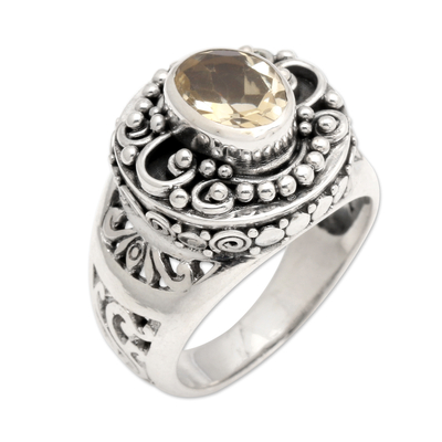 Citrine cocktail ring, 'Golden Opportunity' - Citrine Cocktail Ring in Ornate Sterling Silver Setting