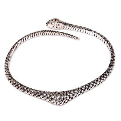 Realistic Sterling Silver Snake Bracelet with 18k Gold Eyes - Earth ...