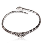 Gold accent sterling silver bracelet, 'Earth Serpent' - Realistic Sterling Silver Snake Bracelet with 18k Gold Eyes