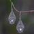 Cultured pearl dangle earrings, 'Filigree Tendrils' - Balinese Cultured Pearl Silver Filigree Handcrafted Earrings (image 2) thumbail