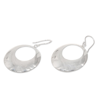 Sterling silver dangle earrings, 'Minimalist Moon' - Modern Minimalist Earrings Handcrafted in Sterling Silver