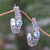 Blue topaz half-hoop earrings, 'Frangipani Dragonflies' - Balinese Blue Topaz Half Hoop Earrings in Sterling Silver thumbail