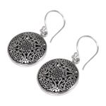 Sterling silver dangle earrings, 'Abundant Beauty' - Ornate Indonesian Handcrafted Sterling Silver Earrings
