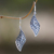 Sterling silver dangle earrings, 'Voluptuous Leaf' - Ornate Leaf Theme Balinese Sterling Silver Artisan Earrings (image 2) thumbail